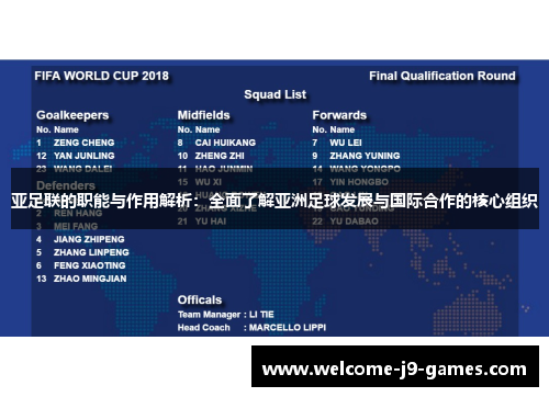 亚足联的职能与作用解析：全面了解亚洲足球发展与国际合作的核心组织