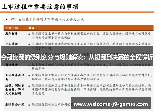 夺冠比赛的级别划分与规则解读：从初赛到决赛的全程解析